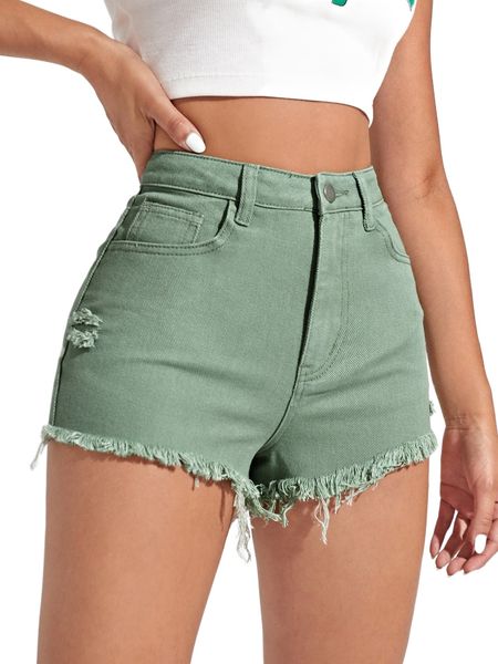 

raw hem ripped denim shorts j1gg#, White;black