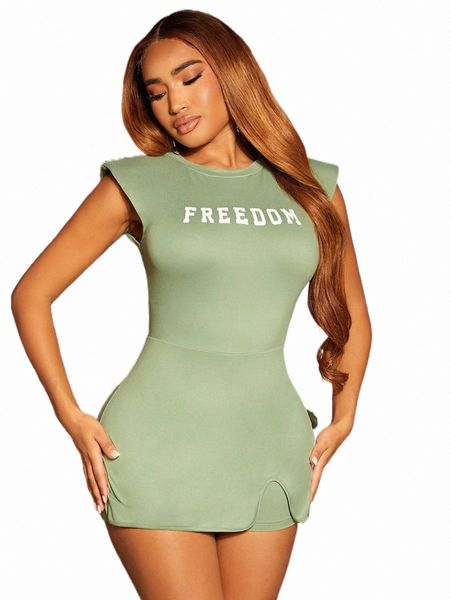 

sxy letter graphic shoulder pad unitard romper 88pb#, Black;white