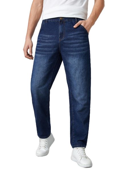 

men slant pocket straight leg jeans m5li#, Blue
