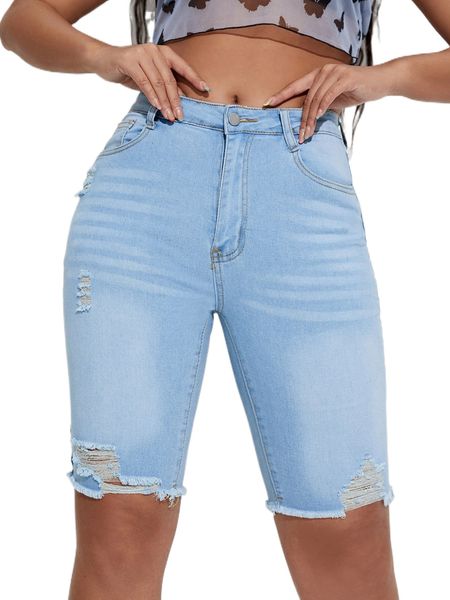 

raw hem biker denim shorts l6q3#, White;black