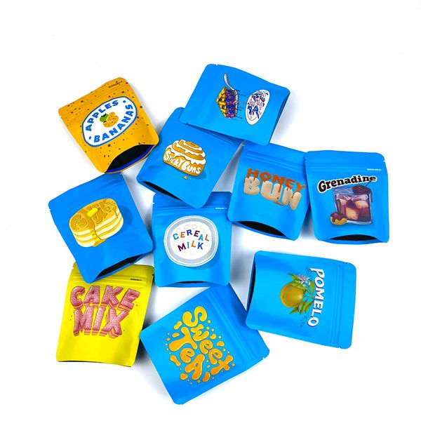 

in stock custom bags logo print matte soft touch smell proof packing mini zip lock 3.5g cookie mylar plastic packaging bags