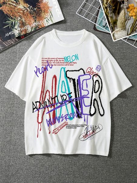 

men slogan graphic tee r4rn#, White;black