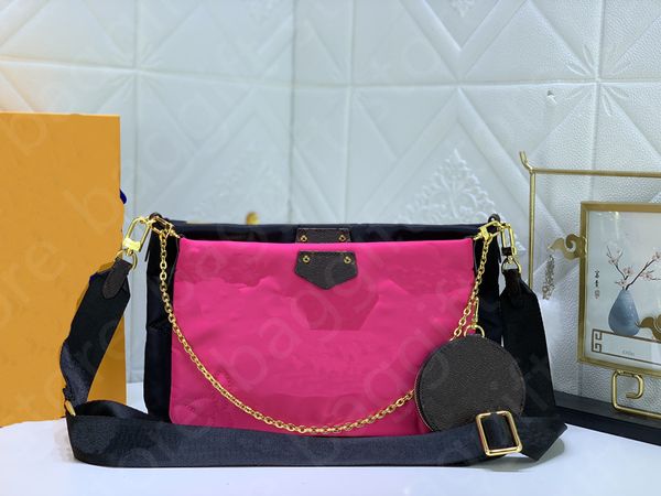 

maxi multi color econyl mini shoulder bags women winter nylon handbag multiple eco crossbody 3pc set purse black fuchsia khaki beige wallets, Red;black