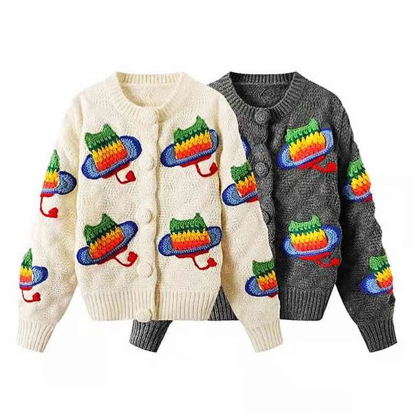 

women's hoodies sweatshirts autumn and winter wool sense of minority round neck hook flower hollow out knitted cardigan coat ins women, Black