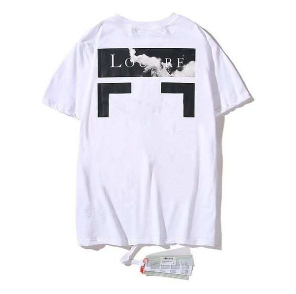

classic fashion brand mens t shirts offs summer designer women loose tees quality t-shirt letter arrow oil painting black white tshirts lux, White;black