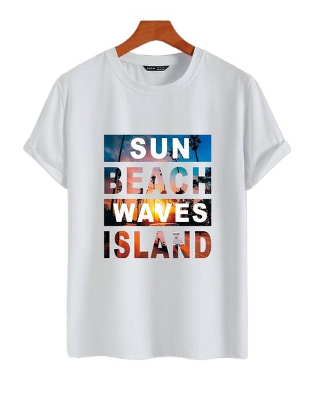 

men letter & scenery print tee p27o#, White;black