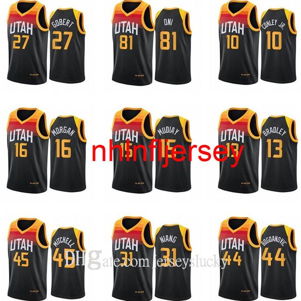 Herren-Basketballtrikot Donovan 45 Mitchell Mike 10 Conley 00 Clarkson Rudy 27 Gobert 17 Udoka Azubuike 15 Derrick Favours Atmungsaktiv S-5XL