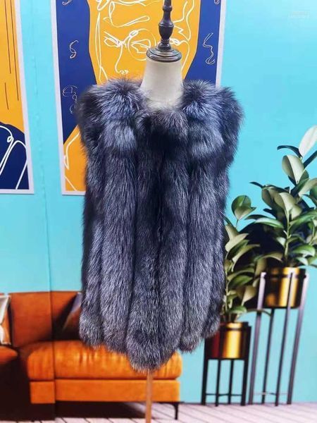 

women's fur & faux aulande2022 real coat winter jacket vest fashion warm support wholesale, Black