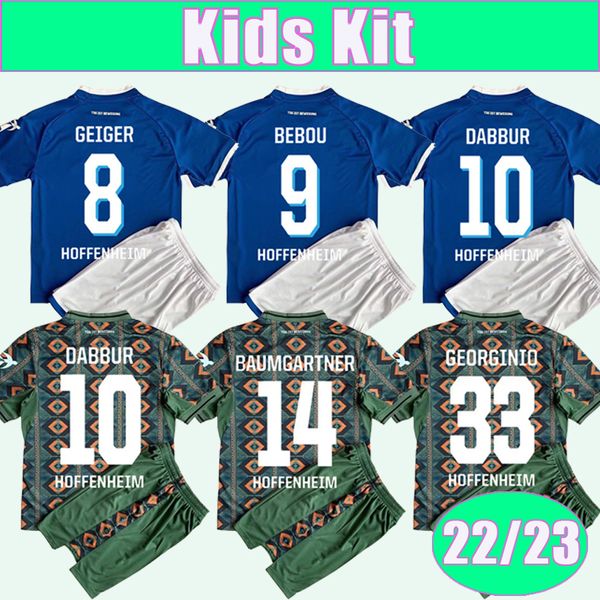 

22 23 hoffenheim kids kit soccer jerseys bebou dabbur baumgartner kramaric becker skov georginio raum bruun larsen home special edition foot, Black