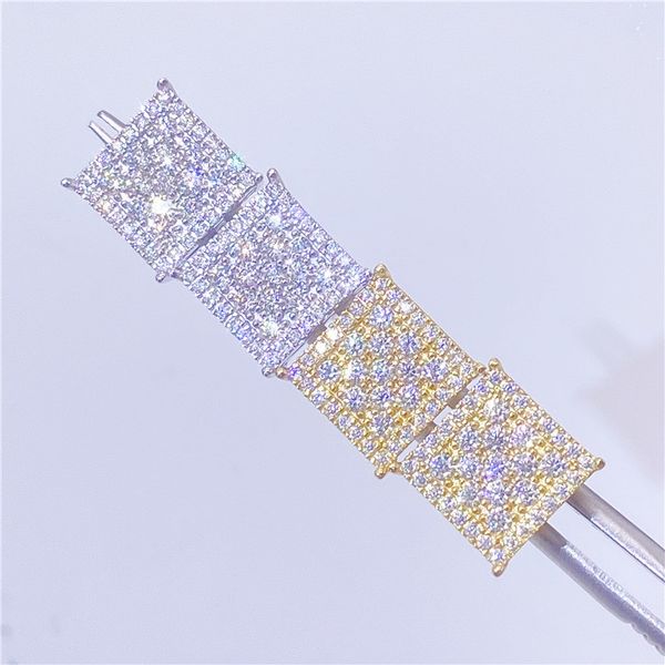 

allergic 925 sterling silver gold plated bling moissanite diamond earrings studs for men women nice gift, Golden;silver