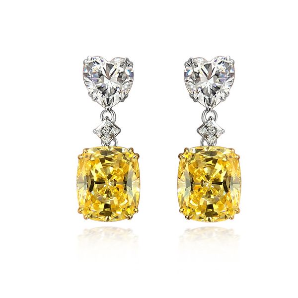 Brincos de jóias Charme puro prata brinco amarelo diamante imitação ruby ​​brincos de venda quente orelha