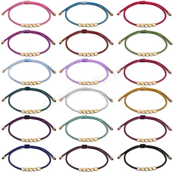 Branquetas de cobre de cobre feitas à mão étnica para mulheres pulseiras de pulseira de corda de cera Bracelets 19 cores
