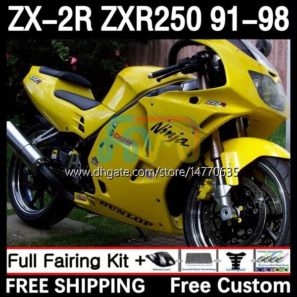 Kit carrozzeria per KAWASAKI NINJA ZXR-250 ZX 2R 2 R R250 ZXR 250 ZXR250 1991 1992 1993 1994 1995 1996 1997 1998 9DH.3 ZX-R250 ZX-2R ZX2R 91 92 93 94 95 9 6 97 98 Carenatura giallo chiaro