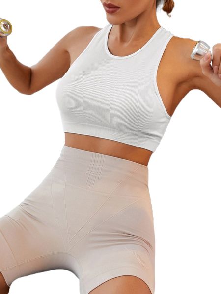 

seamless racer back solid sports tank 51mu#, Gray