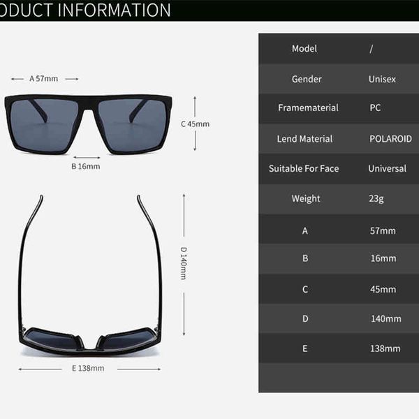 

2022 new square men brand digner mirror oversized male sunglass man gafas oculos de sol, White;black