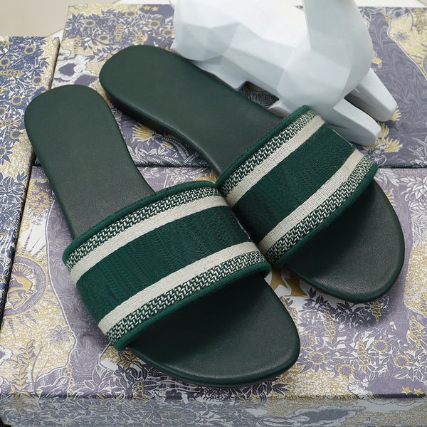 

2022 women paris sandals slippers embroidered floral damask girls beach flip flops flat summer luxury striped slanted designer dways slipper, Black