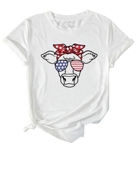 

geo & animal print t-shirt f9a7#, White