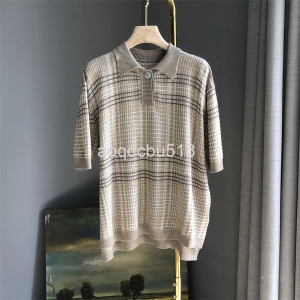 

women's knits & tees [shenzhen nanyou]knitted short sleeved spring summer style loose thin lapel, White