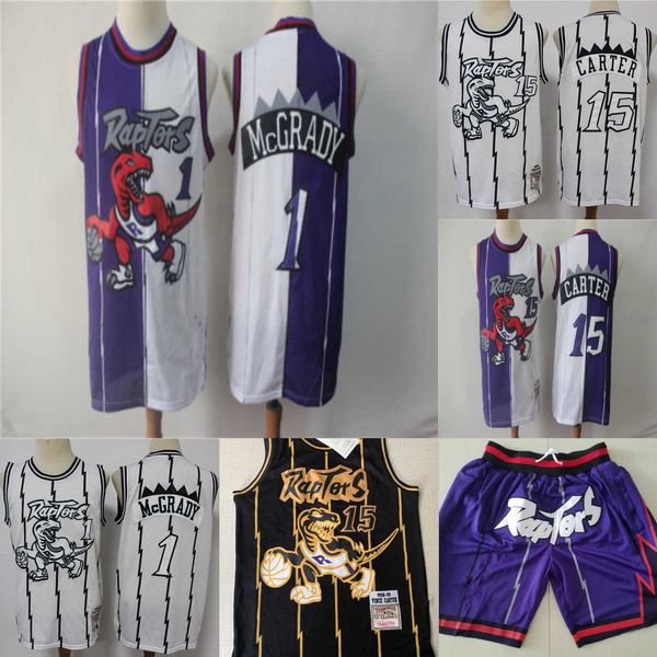 

toronto''raptors''men jersey purple vince 15 carter tracy 1 mcgrady shorts basketball jersey, Black;red