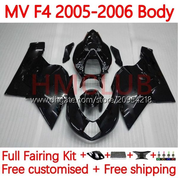 Набор для тел для MV Agusta F4 R312 750S 750 1000 R CC S 1000CC 05-06 Bodywork 154NO.5 312 1078 S 1+1 312R 750R 1000R Cowling 2005 2006 MA MV F4 05 06 OEM Обтекания Gloss Black Black Black Black