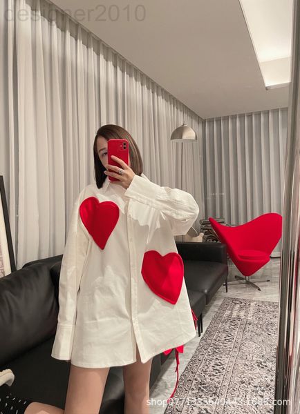 

women's polos designer chaopai 22ss new style temperament sweet love paste cloth design loose and versatile thin shirt women mjko, White