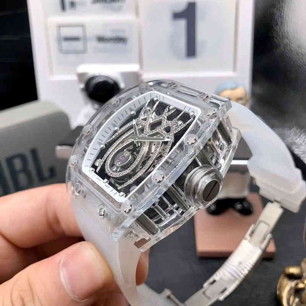 

luxury mens mechanics watches richa milles wristwatch business leisure rm19-01 automatic mechanical crystal case tape watch men's, Slivery;golden