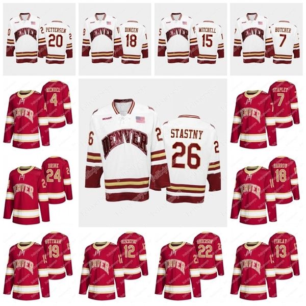 Uf 2020 Denver Pioneers 26 Paul Stastny Will Butcher Glenn Anderson Bobby Brink Matt Carle Cole Guttman Ryan Barrow NCAA College Hockey Jersey