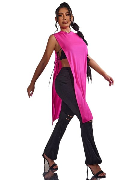 

sxy knot side hooded tank v5vw#, White