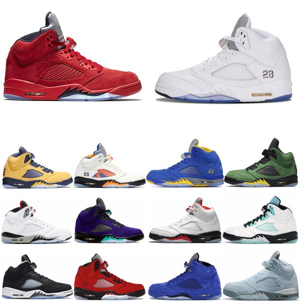 

man basketball shoes 5 5s fire red grape ice blue suede international laney royal metallic silver oreo space jam 3 trainers outdoors athleti