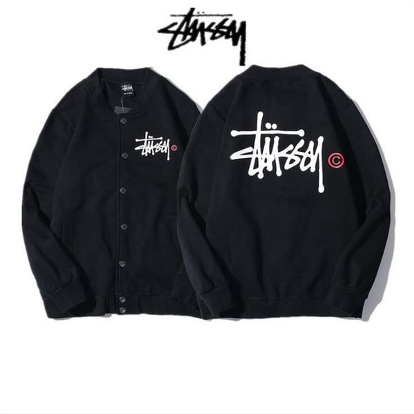 

mens sweater autumn and winter classic letter trend plus velvet cotton loose sweater baseball clothing large size m-2xl whole 247d, Black