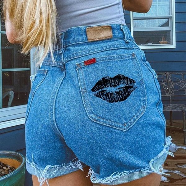 

fashion summer high waist denim shorts women's jeans with pockets classic boyfriend 210702, White;black
