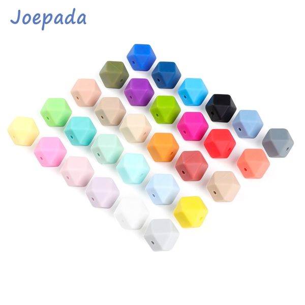 

joepada 100pcs 14mm hexagon silicone beads food grade baby teething beads diy baby teething necklace accessories baby teether 220507