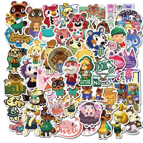 50pcs Animal Crossing adesivos de desenho animado Apert￩sico grafite infantil Skateboard carros de motocicletas adesivos de bicicleta adesivos por atacado