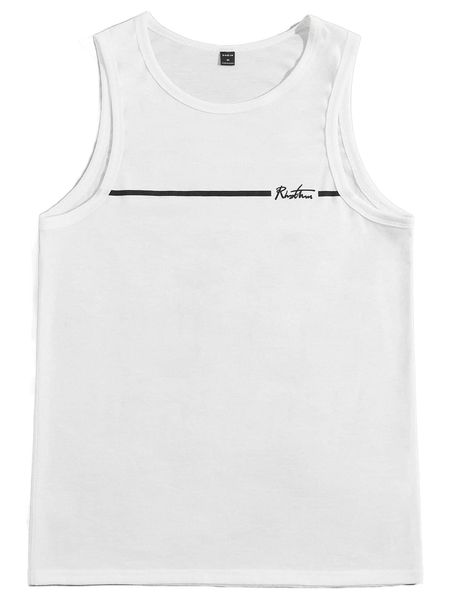 

men letter graphic tank 17t7#, White;black