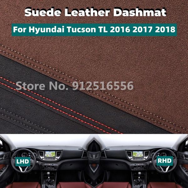 Andere Innenausstattung Auto Wildleder Leder Dashmat Armaturenbrett Matten Pad Armaturenbrett Abdeckungen Sonnenschutz Teppich für Tucson IX35 TL 2022 2022Andere