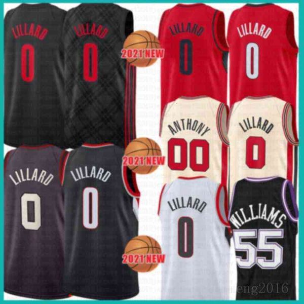

lillard 2021 new damian 0 basketball jersey cj 3 mccollum mens carmelo 00 anthony jason 55 williams mesh retro deaaron 5 fox green, Black