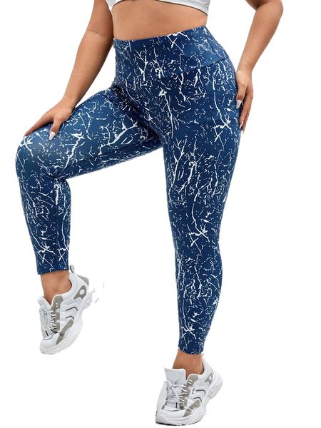 

plus allover print sports leggings c4fh#, Black
