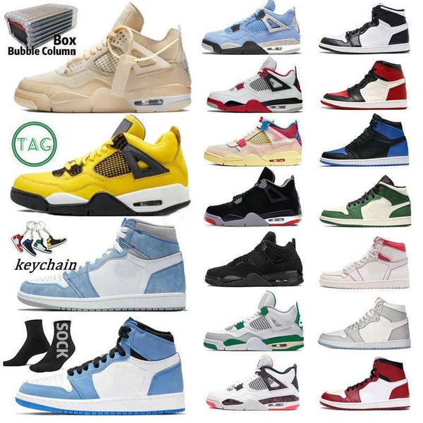 

2022 men basketball shoes jumpman 4s red thunder 4 black cat fire sail white 1s bred patent unc university bordeaux mens jump 1 trainers