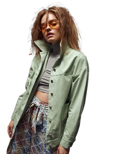 

x latika dual pocket drop shoulder jacket z6fk#, Black;brown