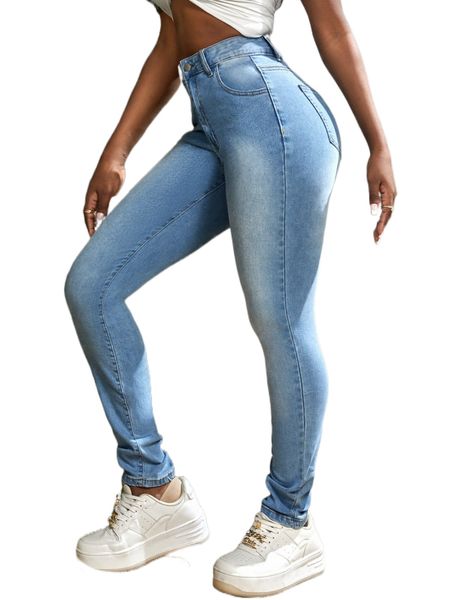 

sxy high waist skinny jeans 98lv#, Blue