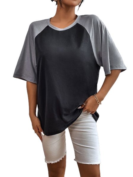 

colorblock raglan sleeve tee q3m3#, White