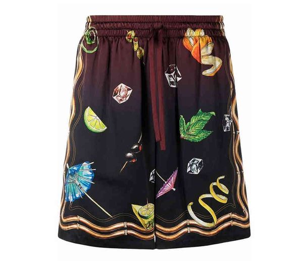 

casablanca club sunset short sleeve silk shirt men casual pants shorts summer designer beach shorts, White;black
