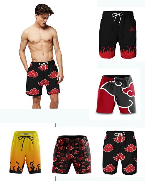 

men's shorts sasuke kakashi akatsuki 3d boys trunks summer child quick dry beach swiming mens short pants pantsmen's, White;black