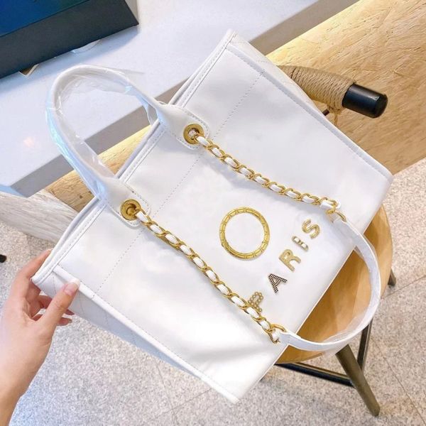 

brand luxury women's handbags evening bags ch designer metal letter badge tote bag small mini cross body leather beach handbag large fe