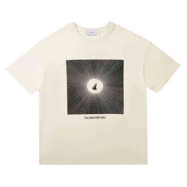

correct version rhude falling for you tee fall short sleeve high street tide brand loose couple t-shirt high quality, White;black