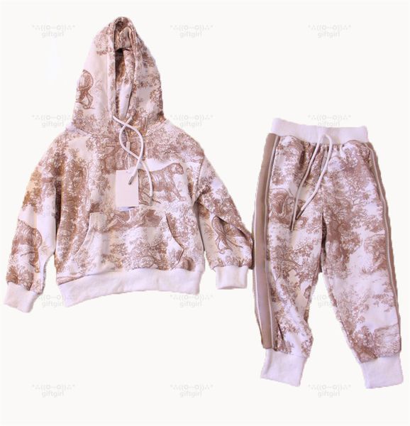 

forest print hoodies sets hipster children designer coats kids luxury fabric wear, White