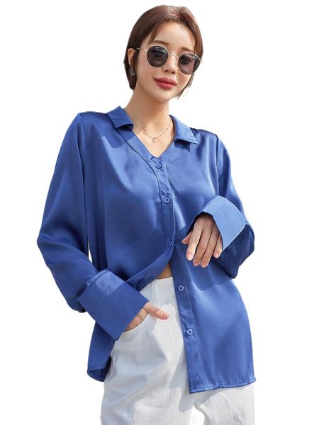 

dazy solid button front blouse g1bn#, White