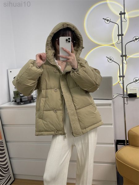 

down cotton coat women short loose hooded parkas 2022 autumn winter new korean fashion thick warmth jacket clothing l220730, Black