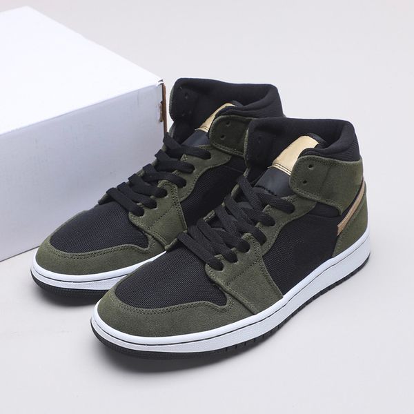 

shoes jumpman 1 1s og mid army green mens luxury designer lychee skin north carolina womens running sports sneakers with, White;red