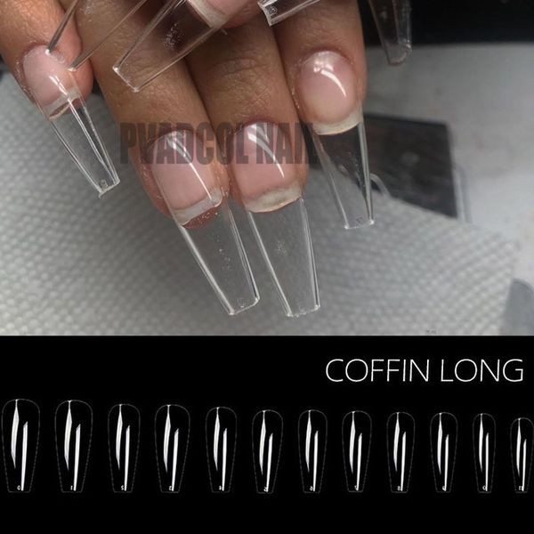 240er-Beutel Gel X Nails Extension System Full Cover Sculpted Clear Stiletto Coffin False Nail Tips dekorieren 220716